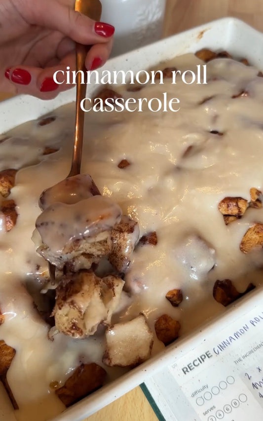 Cinnamon Roll Casserole; Cheap And Easy Thanksgiving Dessert Ideas