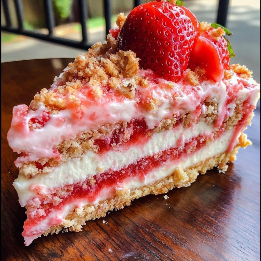 Berrylicious Strawberry Crunch Cheese Cake Recipe (Easy No-Bake Dessert)