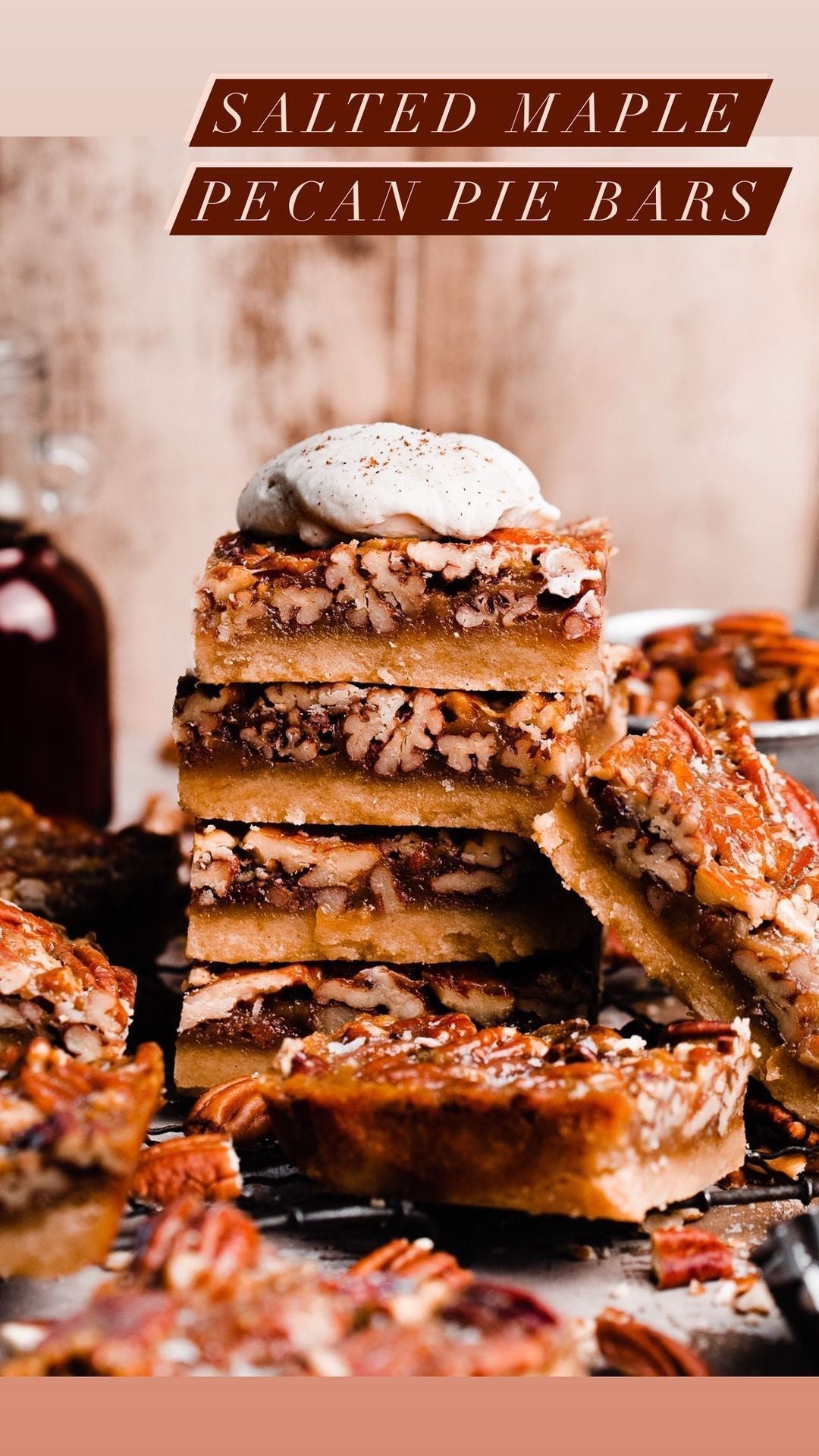 Maple Pecan Pie Bars for Thanksgiving  (Easy Homemade Pecan Bars)