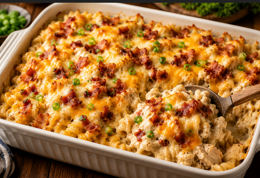 Quick Shredded Chicken Bacon Ranch Casserole Recipe (Easy Family Dinner)