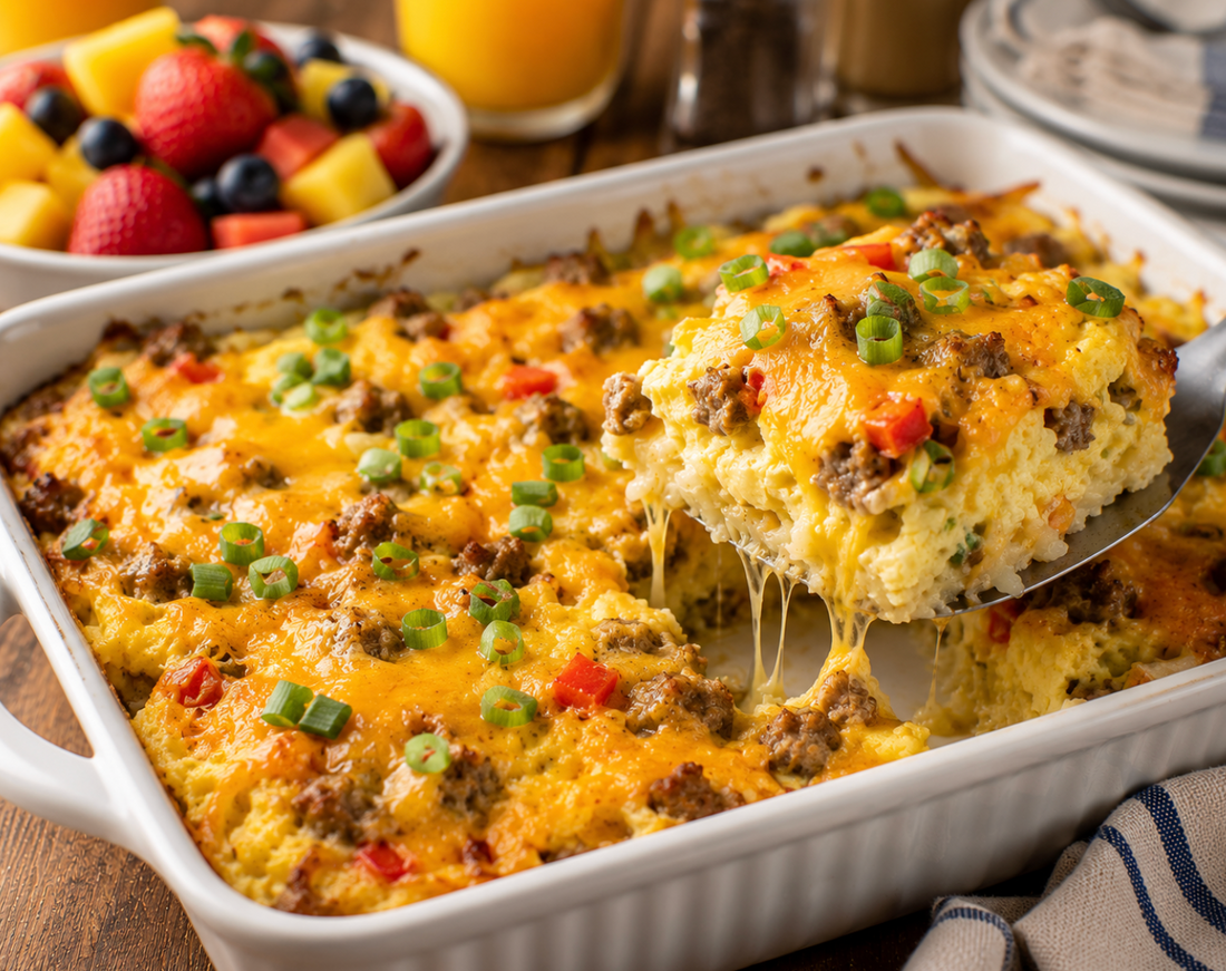 Easy Breakfast Casserole Recipe (Egg, Sausage and Cheese Bake)
