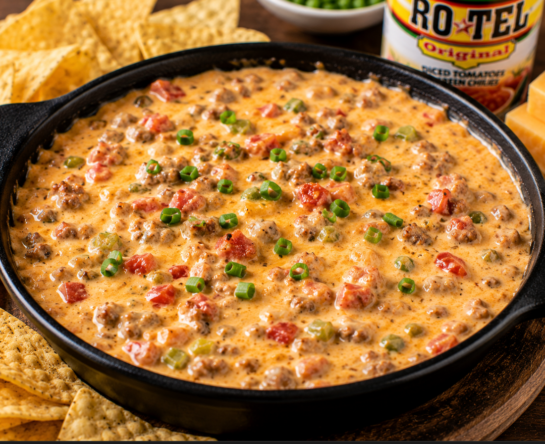 Rotel Dip Recipe (Easy Game Day Cheesy Sausage Dip)