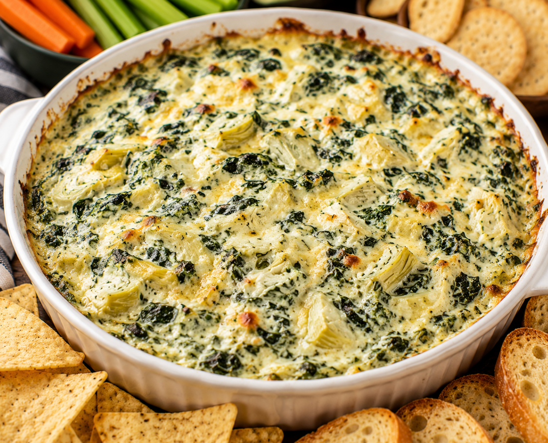 Spinach Artichoke Dip Recipe (Easy Cheesy Game Day Party Dip)