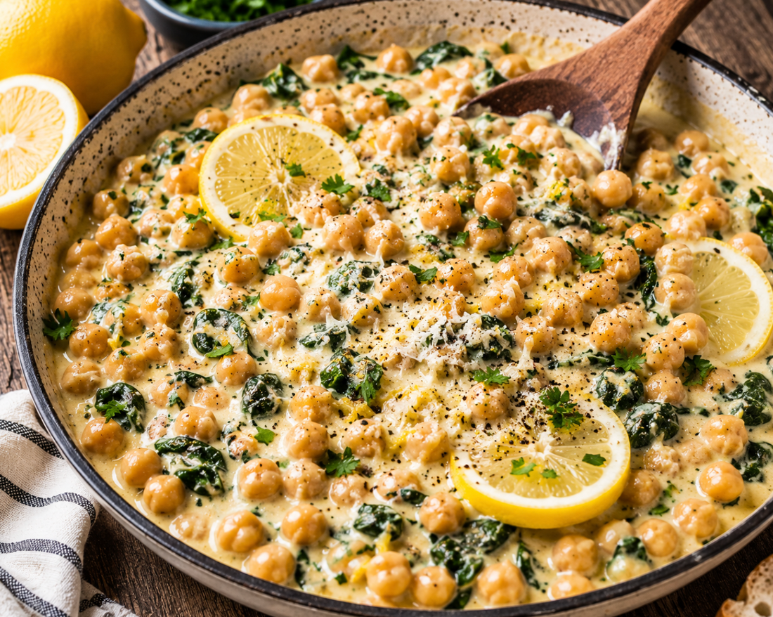 Creamy Lemon Pepper Chickpeas (Easy One-Pan Dinner)