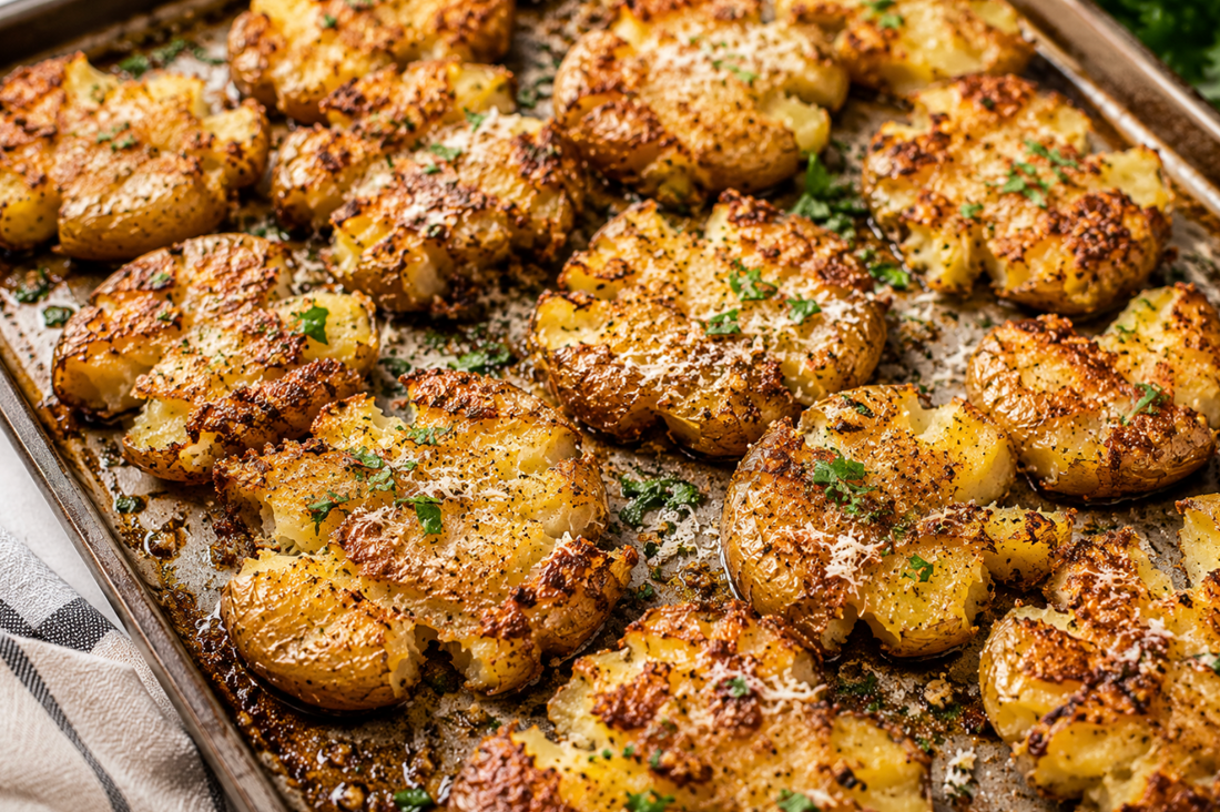 Easy Crispy Smashed Potatoes (Oven Roasted Recipe)