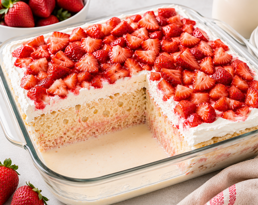 Strawberry Tres Leches Cake Recipe (Moist Three Milk Cake)