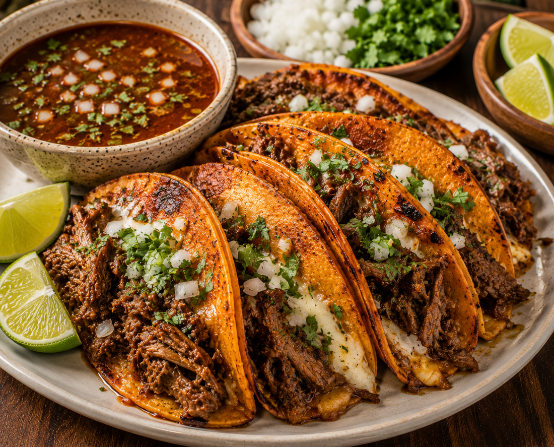 Birria Tacos Recipe (Crispy Beef Tacos with Consommé)