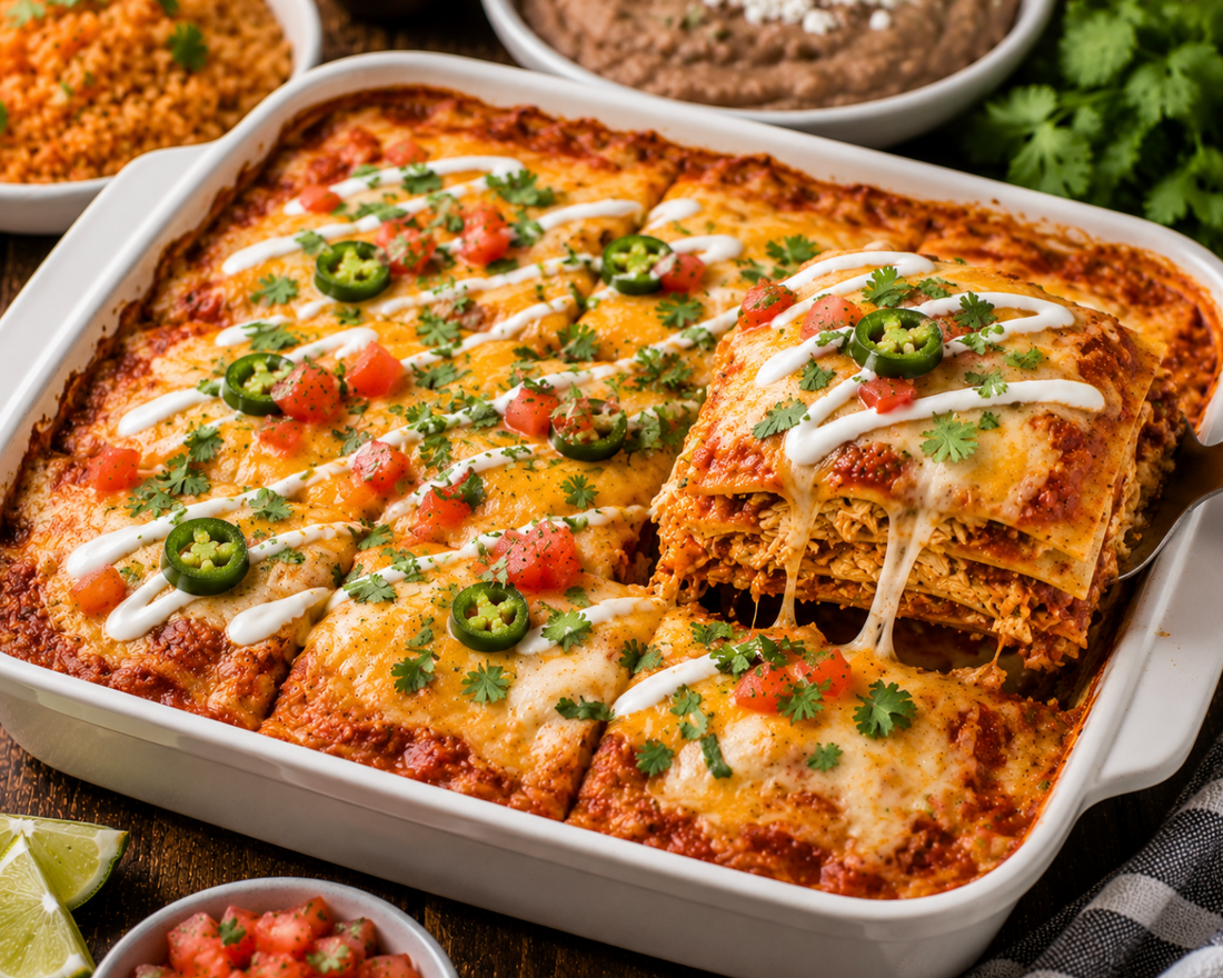 Easy Chicken Enchilada Casserole Recipe (Mexican Dinner Ideas)