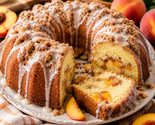 Peach Cobbler Pound Cake Recipe (Easy Southern Dessert) 🍑🍰