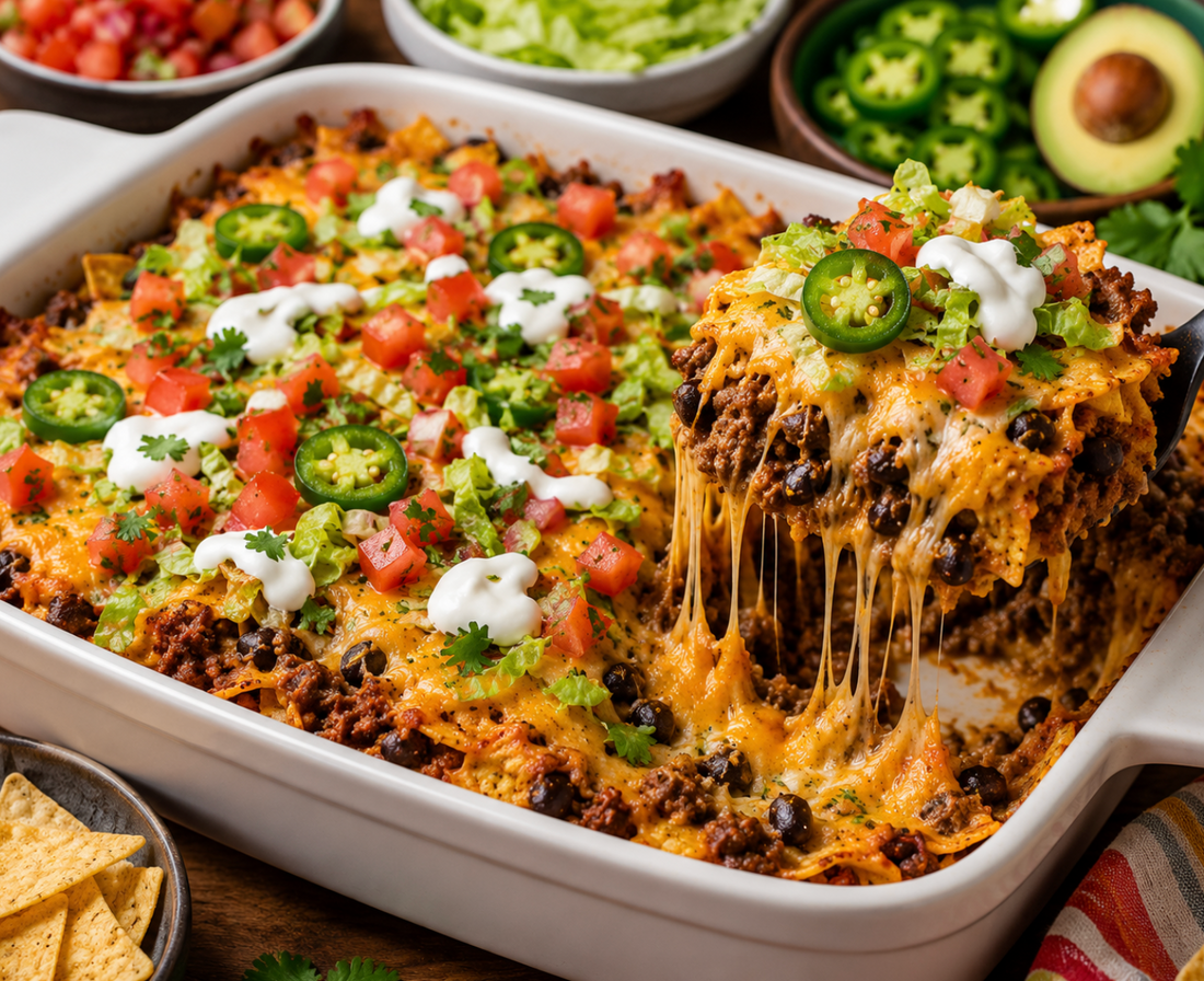 Taco Casserole Recipe (Easy Ground Beef Mexican Dinner Idea)