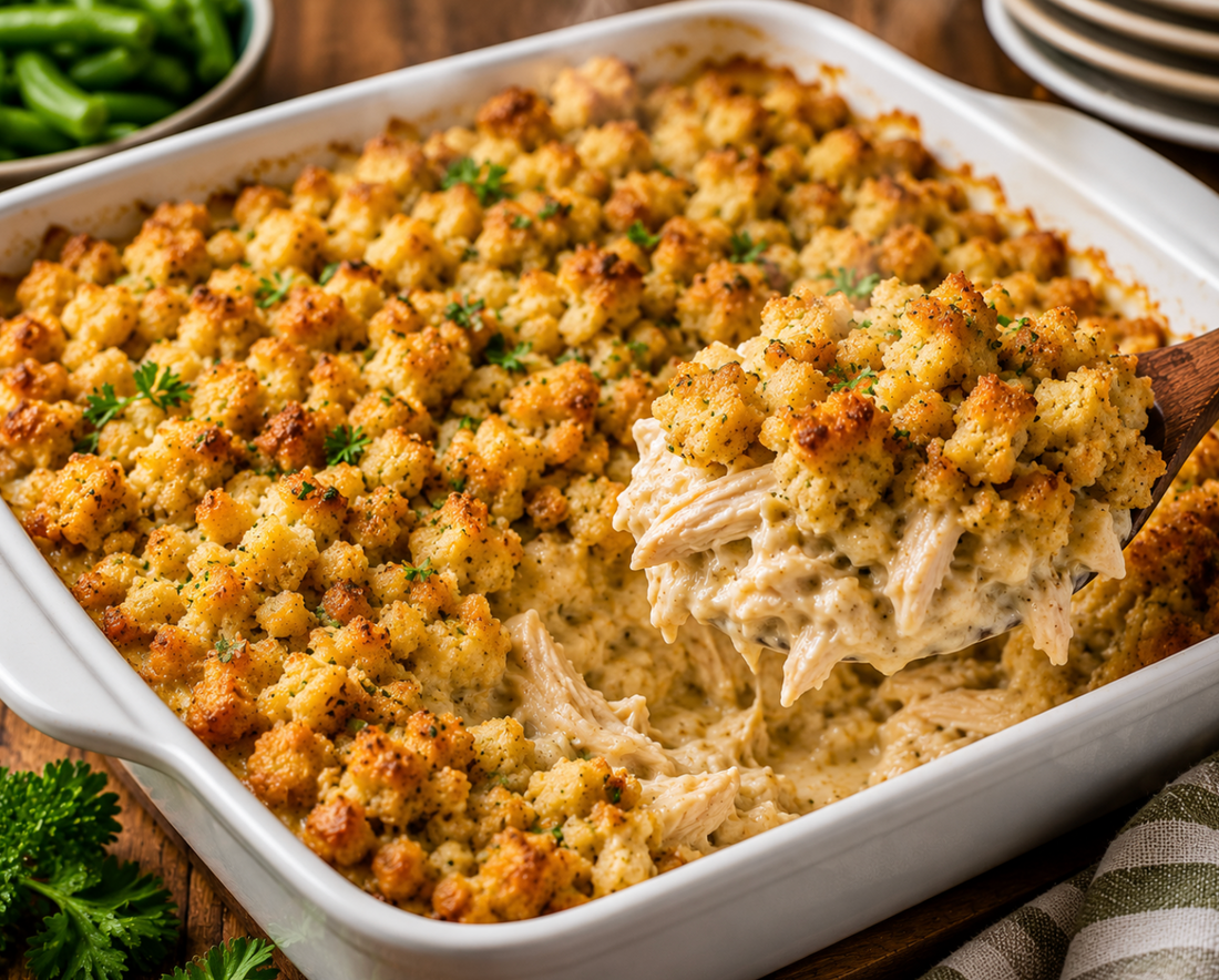Chicken Stuffing Casserole Recipe (Easy Comfort Food Dinner Idea)
