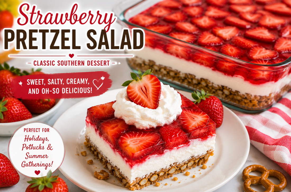Strawberry Pretzel Salad Recipe (Classic Southern Strawberry Pretzel Dessert) 🍓🥨