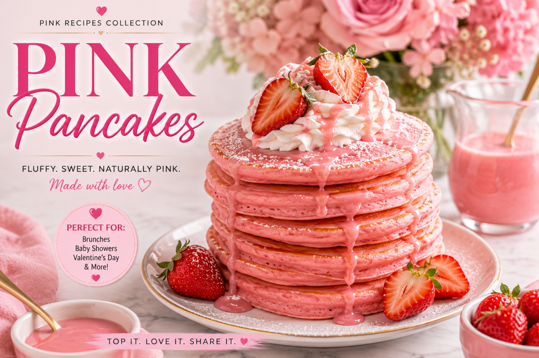 These fluffy Pink Pancakes are naturally colored with beet juice and perfect for brunches, baby showers, birthdays, Valentine's Day, and special occasions.
