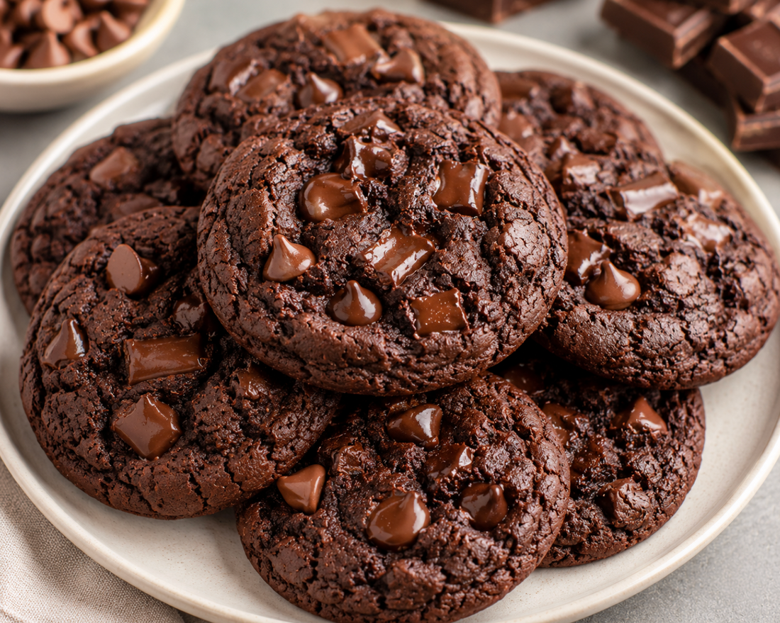 Easy Double Chocolate Cookies Recipe (Soft & Fudgy)