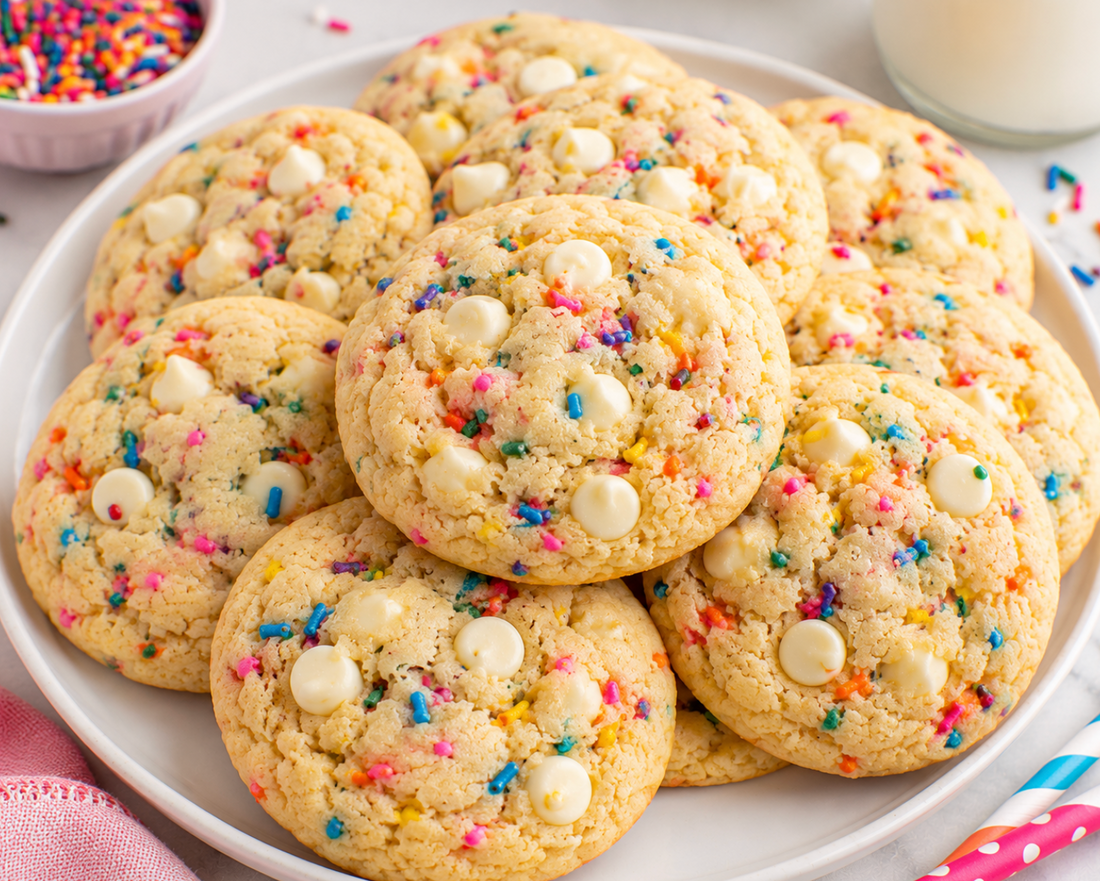 Make soft Birthday Cake Cookies packed with colorful sprinkles and vanilla cake flavor. An easy funfetti cookie recipe perfect for birthdays and celebrations.