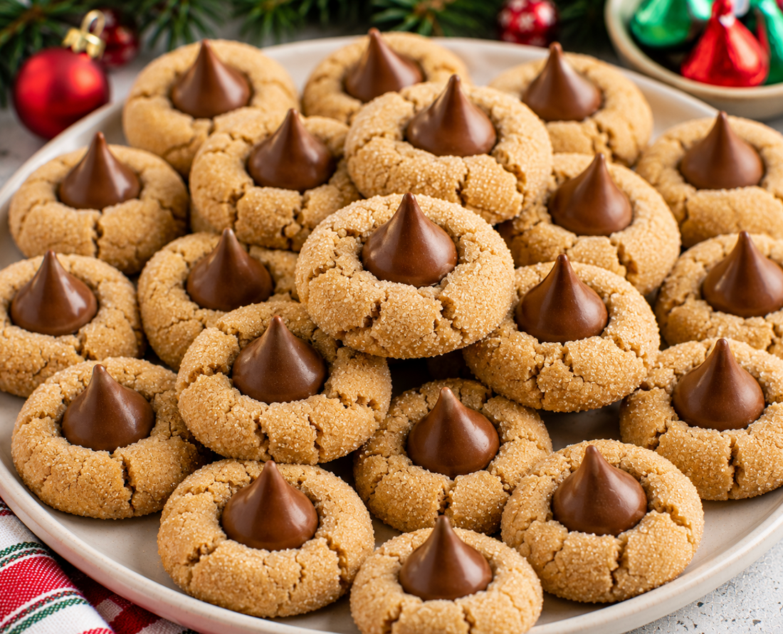 Make classic Peanut Butter Blossoms with soft peanut butter cookies and chocolate kisses. A timeless Christmas cookie recipe perfect for holiday baking.