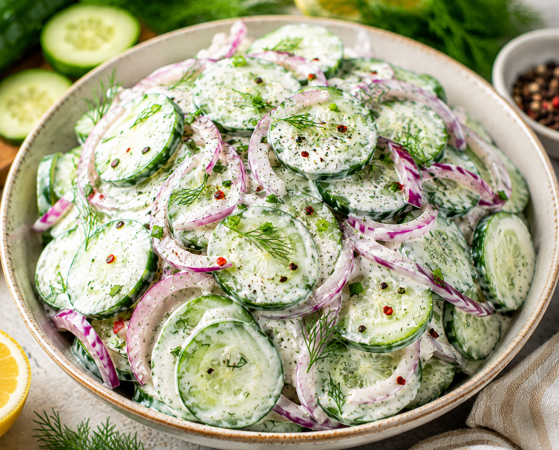 Creamy Cucumber Salad Recipe (Easy Summer Side Dish)
