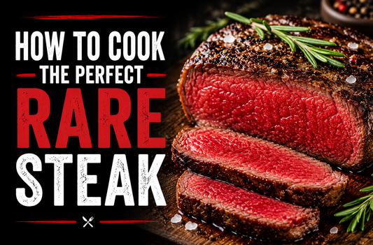 Perfect rare steak sliced to reveal a juicy red center with coarse salt on top