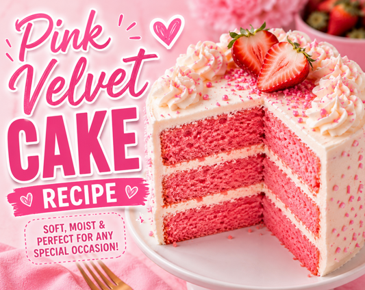 Pink Velvet Cake Recipe (Soft & Moist Pink Layer Cake)