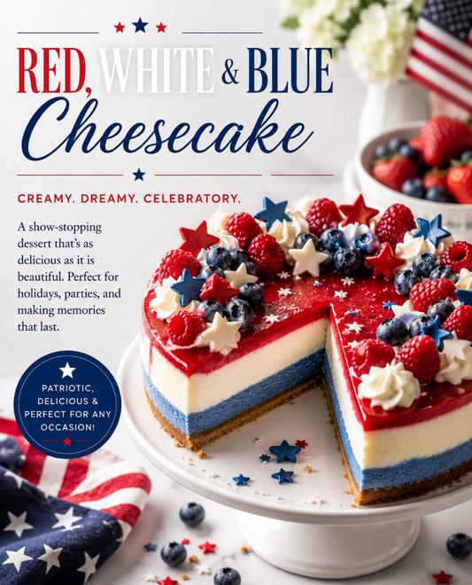 Easy Red White and Blue Cheesecake Recipe (July 4th Patriotic Cheesecake Dessert)