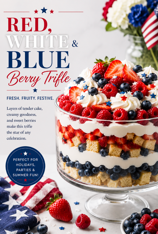 Berry Trifle Recipe (Easy July 4th  Red White and Blue Dessert)