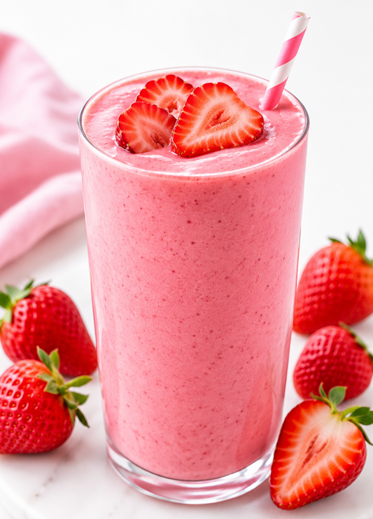 Healthy Strawberry Smoothie Recipe (Easy Yummy Pink Smoothie)