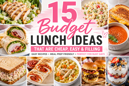 Looking for affordable lunch ideas? Discover 15 budget-friendly lunches including sandwiches, wraps, soups, pasta dishes, salads, parfaits, and meal prep favorites that are cheap, easy, and delicious.