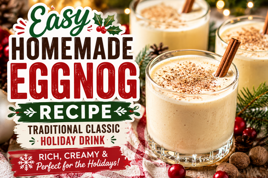 Learn how to make rich and creamy Homemade Eggnog from scratch with milk, cream, eggs, vanilla, cinnamon, and nutmeg. The perfect holiday drink for Christmas and New Year's celebrations.