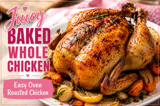 Learn how to make a juicy baked whole chicken with crispy skin and simple seasonings. An easy family dinner recipe perfect for any night of the week.