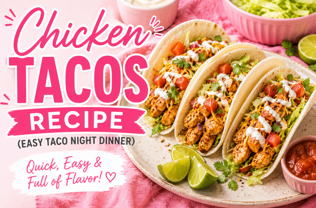 These Chicken Tacos are made with juicy seasoned chicken, fresh toppings, and warm tortillas. An easy family dinner perfect for Taco Tuesday.