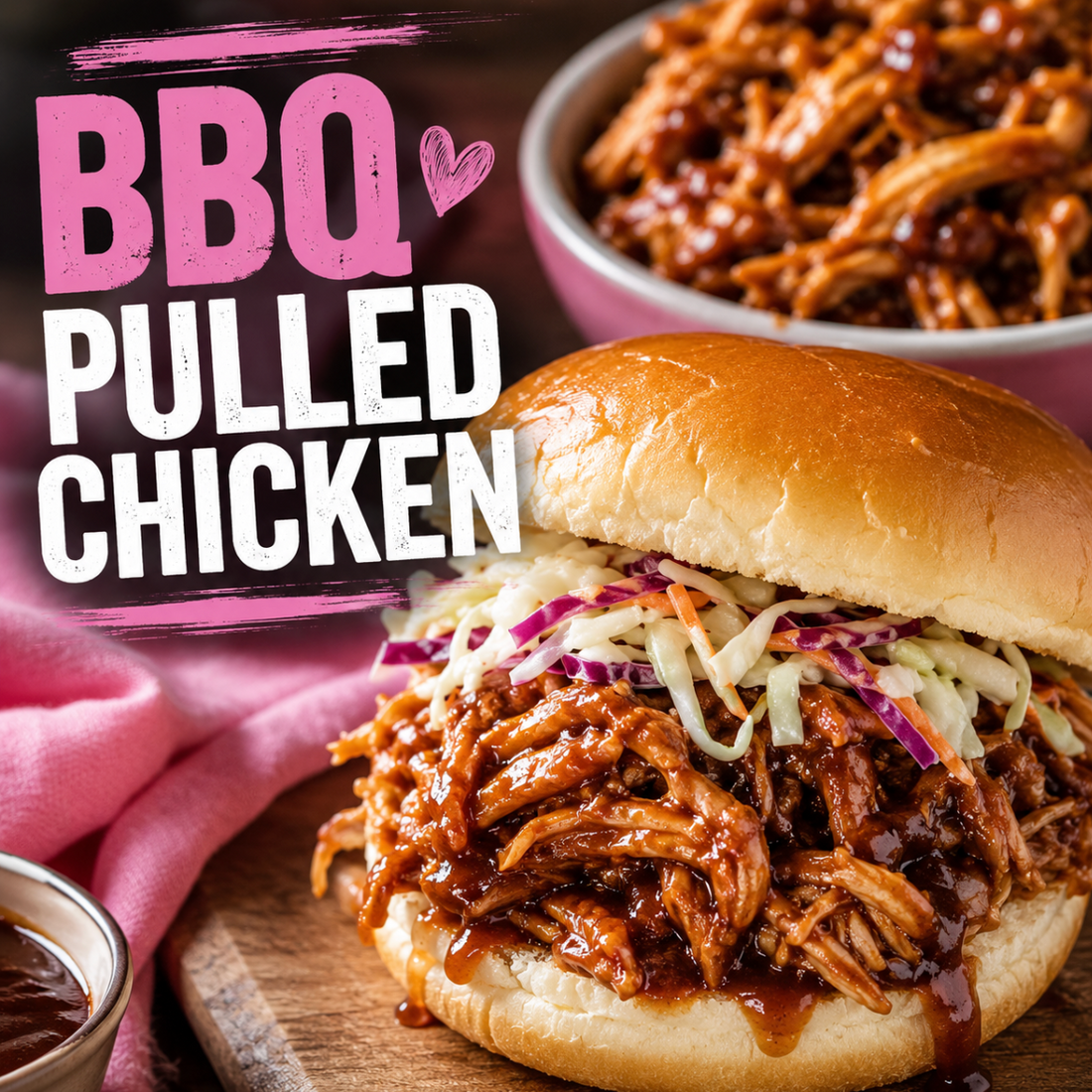 This BBQ Pulled Chicken is tender, juicy, and coated in smoky barbecue sauce. Perfect for sandwiches, sliders, cookouts, game day, and family dinners.