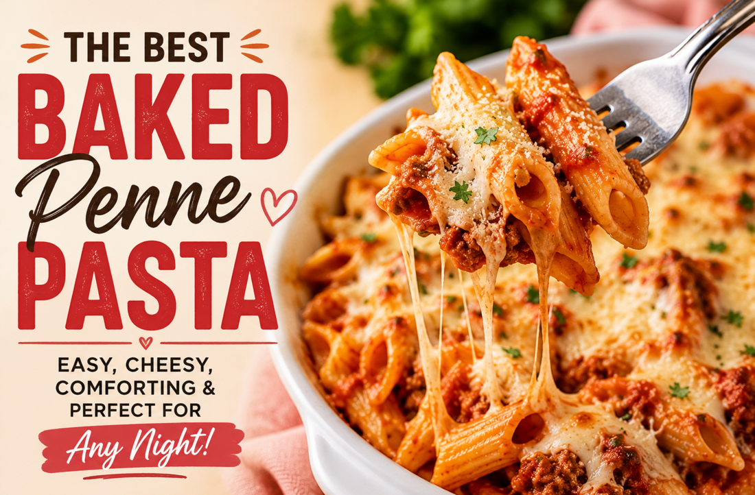 This easy baked penne pasta recipe is loaded with seasoned beef, rich marinara, creamy ricotta, and gooey melted mozzarella. The perfect comforting family dinner.