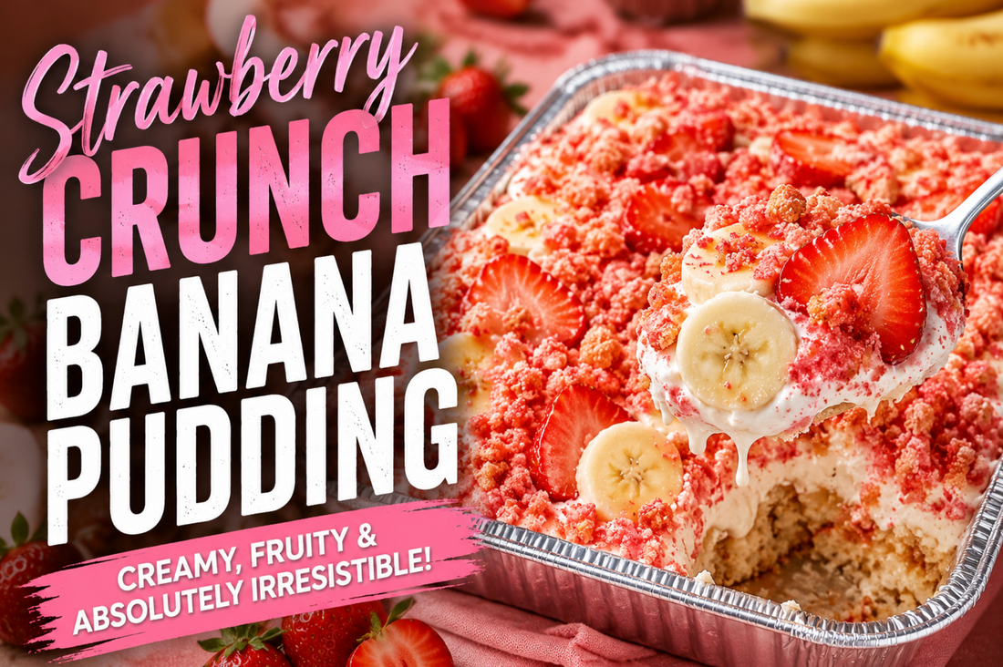 Strawberry Crunch Banana Pudding Recipe (Easy No-Bake Southern Dessert) 🍓🍌
