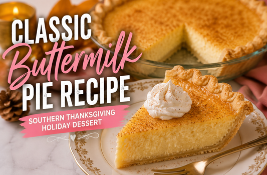 This Southern Buttermilk Pie features a rich custard filling with hints of vanilla and buttery flavor baked inside a flaky pie crust. A classic Southern dessert perfect for holidays and family gatherings.