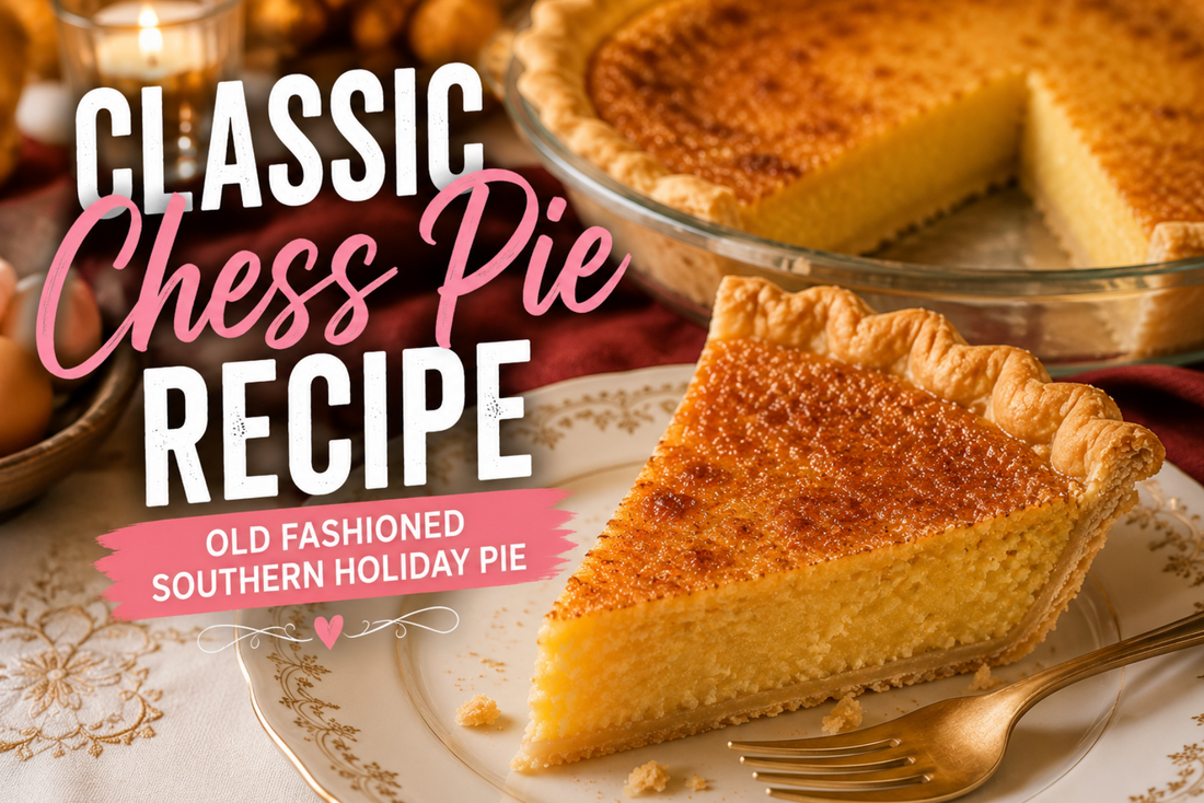 This Classic Chess Pie features a rich buttery custard filling with a lightly caramelized top baked inside a flaky pie crust. A timeless Southern dessert perfect for holidays and family gatherings.