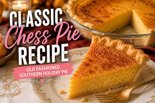 This Classic Chess Pie features a rich buttery custard filling with a lightly caramelized top baked inside a flaky pie crust. A timeless Southern dessert perfect for holidays and family gatherings.