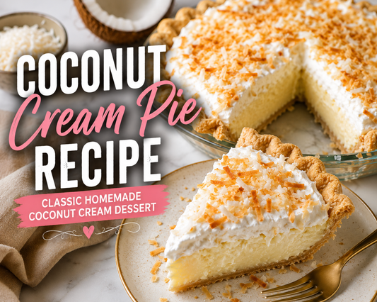 This Coconut Cream Pie is filled with silky coconut custard and topped with fluffy whipped cream and toasted coconut. A rich and creamy dessert perfect for holidays and special occasions.