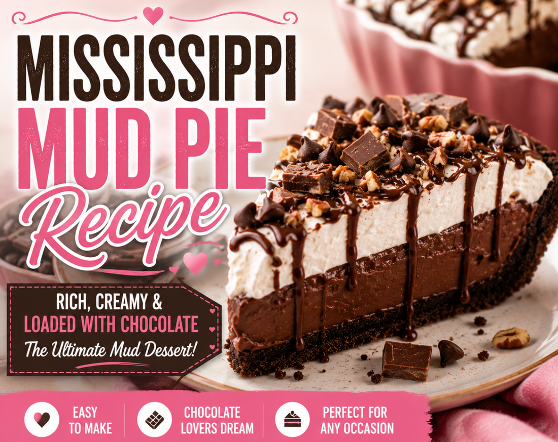 This Mississippi Mud Pie features a chocolate cookie crust, rich fudgy filling, silky chocolate pudding, and whipped cream topping. The ultimate dessert for chocolate lovers.