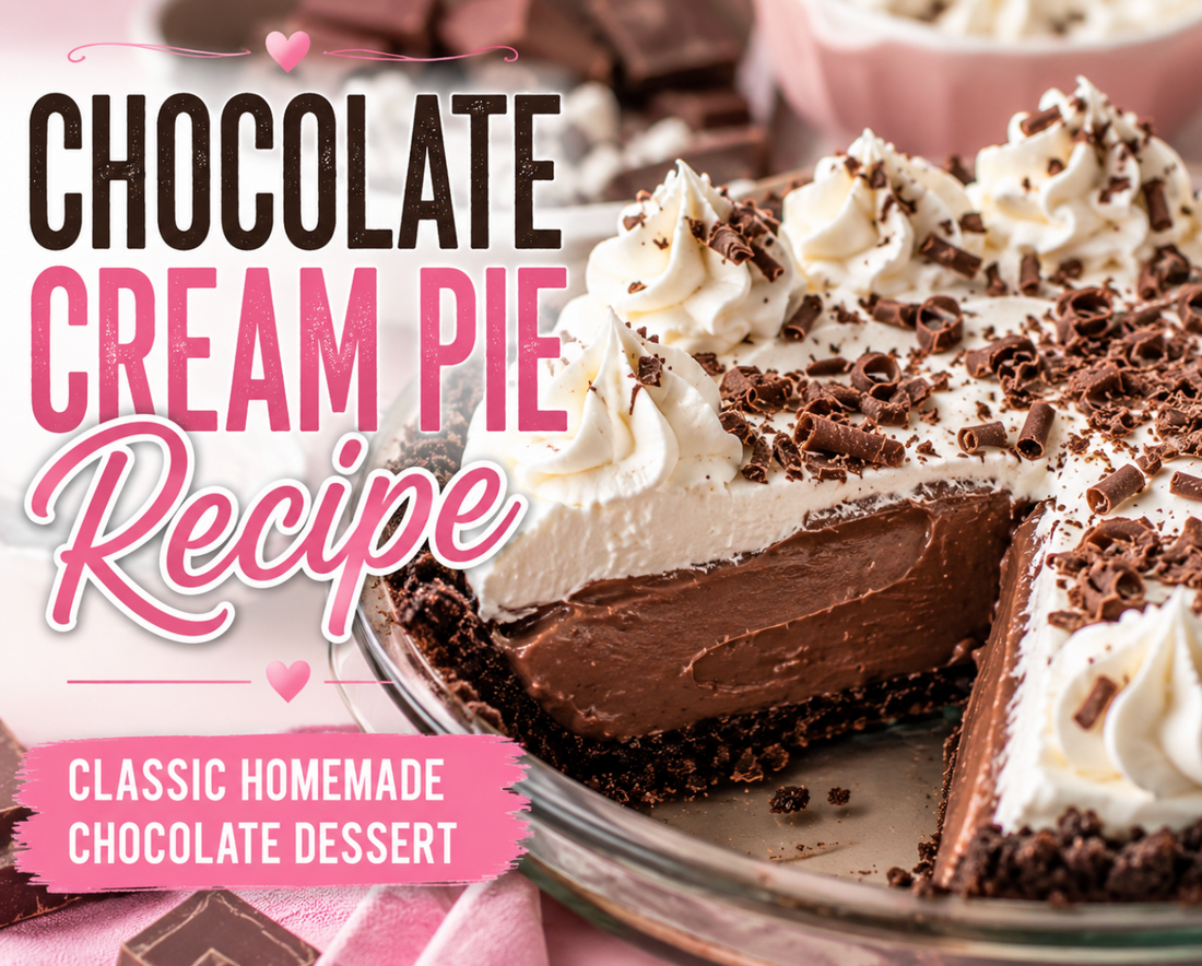 This Chocolate Cream Pie features a flaky pie crust filled with rich chocolate pudding and topped with fluffy whipped cream. The perfect dessert for holidays, parties, and chocolate lovers.