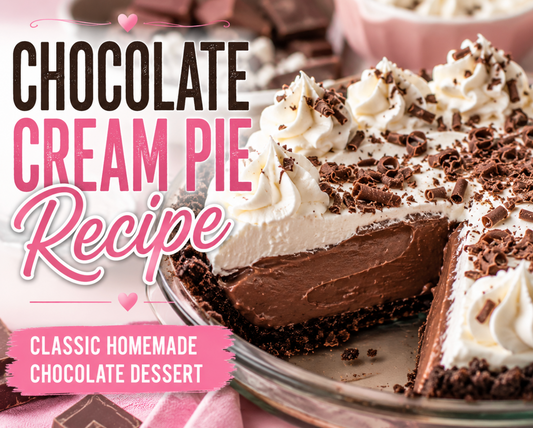 This Chocolate Cream Pie features a flaky pie crust filled with rich chocolate pudding and topped with fluffy whipped cream. The perfect dessert for holidays, parties, and chocolate lovers.