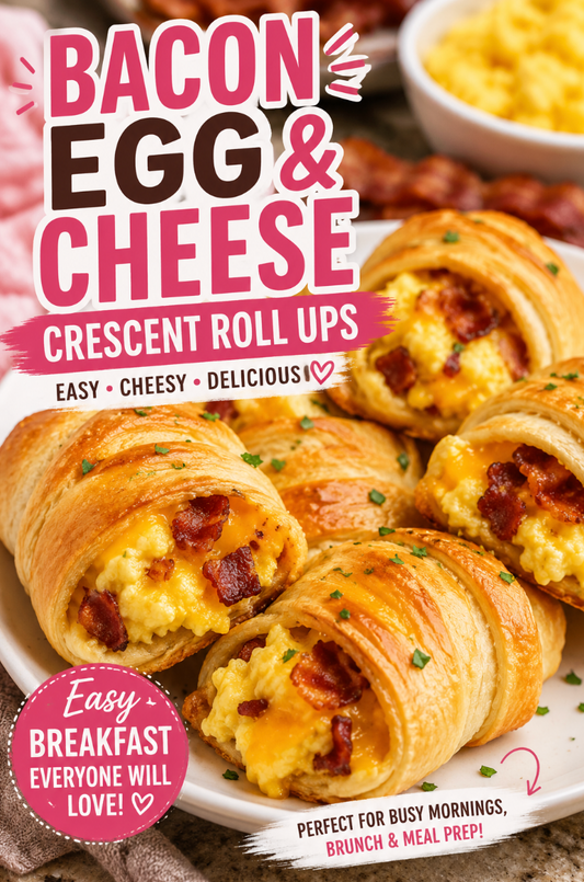 Make these easy Bacon Egg and Cheese Crescent Roll Ups with fluffy scrambled eggs, crispy bacon, and melted cheddar cheese wrapped in buttery crescent dough. Perfect for breakfast, brunch, meal prep, or busy mornings.