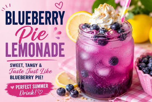 This Blueberry Pie Lemonade combines fresh blueberries, creamy vanilla flavors, and tangy lemonade for a refreshing summer drink that tastes just like blueberry pie in a glass.