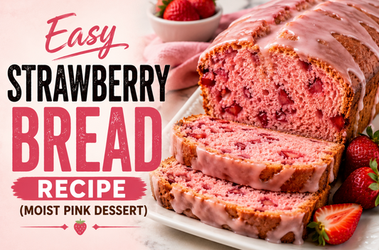 This Pink Strawberry Bread is soft, moist, and naturally pink from fresh strawberries and beet powder. Perfect for breakfast, brunch, Valentine's Day, baby showers, and pink-themed desserts.