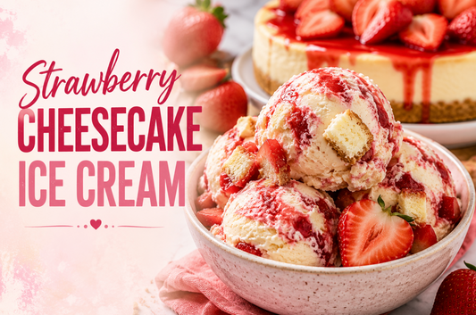 This Strawberry Cheesecake Ice Cream Recipe combines rich cheesecake flavor, sweet strawberries, and a creamy homemade ice cream base for the ultimate summer dessert.
