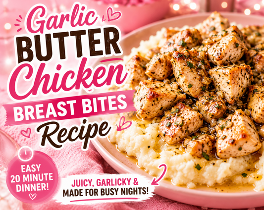 Make these juicy Garlic Butter Chicken Bites in just 20 minutes. Tender chicken breast pieces are tossed in a rich garlic butter sauce for an easy weeknight dinner.