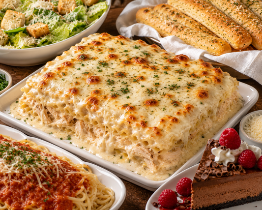 This Chicken Alfredo Lasagna combines everything you love about creamy Alfredo pasta and cheesy homemade lasagna into one unforgettable comfort food dinner. Every bite is loaded with tender chicken, rich Alfredo sauce, and layers of melty cheese. 