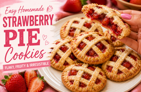 These Strawberry Pie Cookies are made with flaky pie crust, sweet strawberry filling, and a beautiful lattice top. Easy to make with homemade or canned strawberry pie filling.