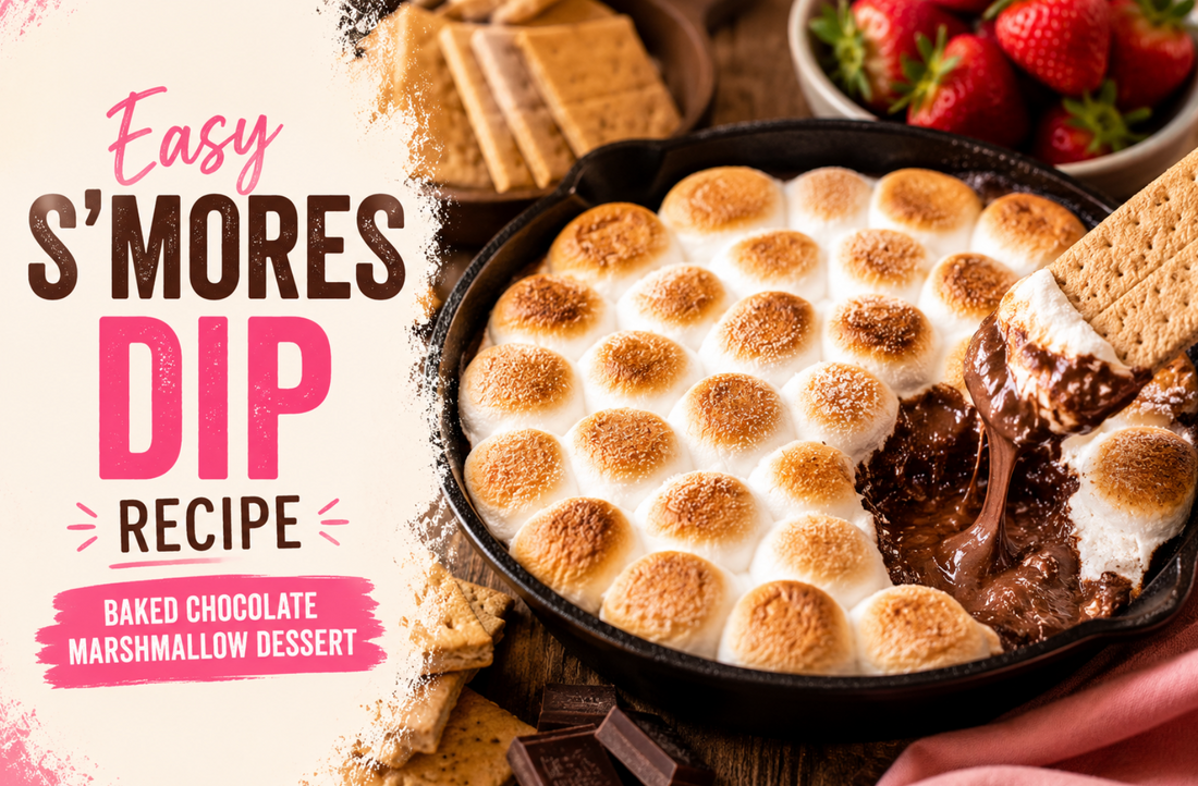This Easy S'mores Dip is made with melted chocolate and toasted marshmallows baked until golden and gooey. Ready in just 15 minutes for the perfect party dessert.