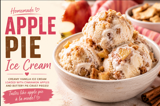 This homemade Apple Pie Ice Cream is loaded with cinnamon apples, buttery pie crust pieces, and a rich vanilla ice cream base. The perfect fall dessert for holidays, Thanksgiving, and apple lovers.