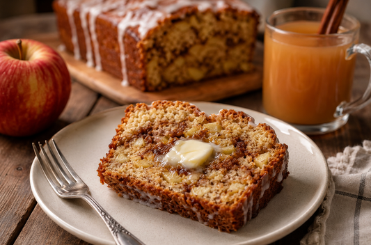 This moist Apple Cinnamon Bread is filled with fresh apples, brown sugar, warm spices, and a cinnamon swirl, then finished with an easy vanilla glaze.